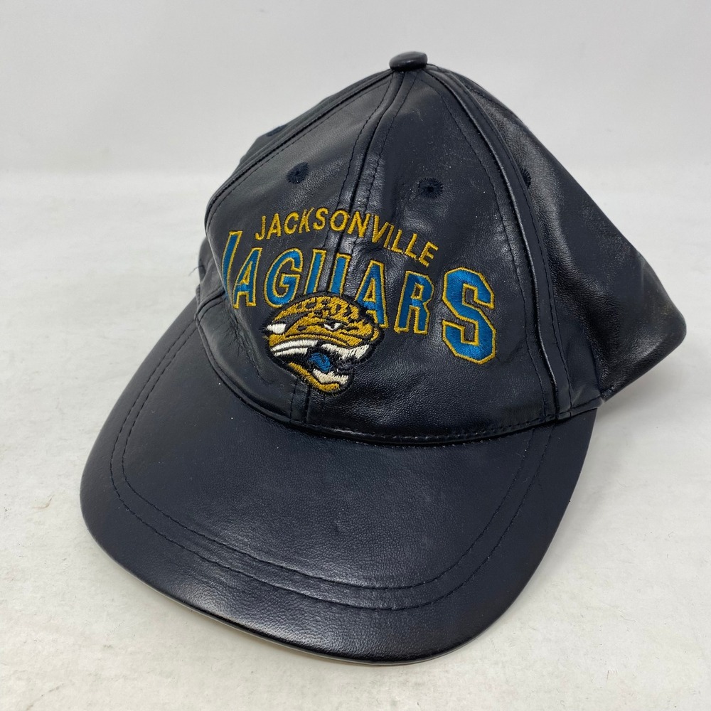 Vintage‎ Jacksonville Jaguars NFL Black Leather Embroidered Adjustable Hat Cap